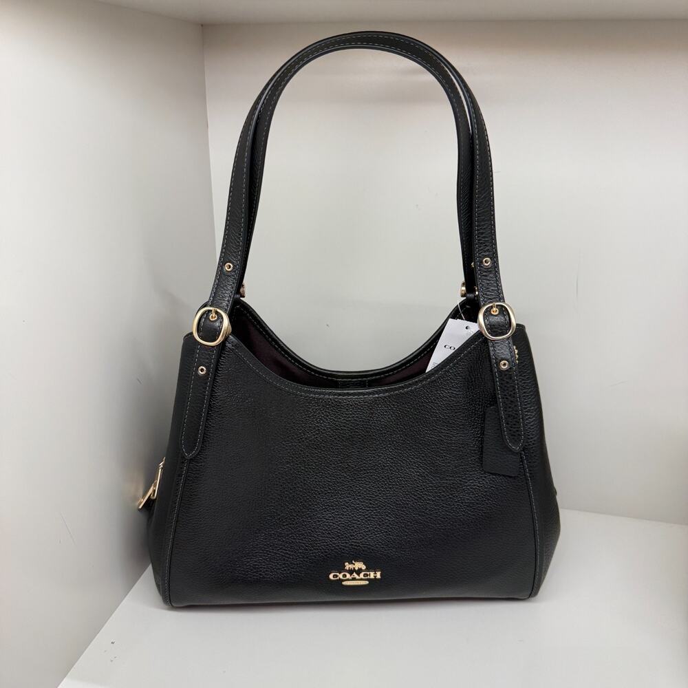 Coach Erin Shoulder Bag Leather CAQ86 Refined pebble leather Gold Black NWT